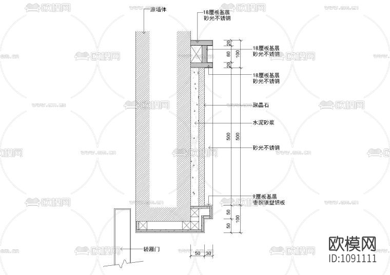 室内14套电梯间节点大样剖面详图