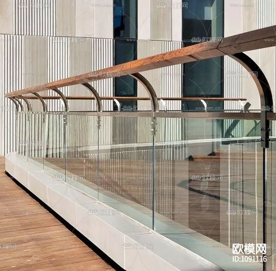 详细室内外玻璃扶手栏杆通用节点施工图 护栏大样 扶手节点下载（渲染图8）