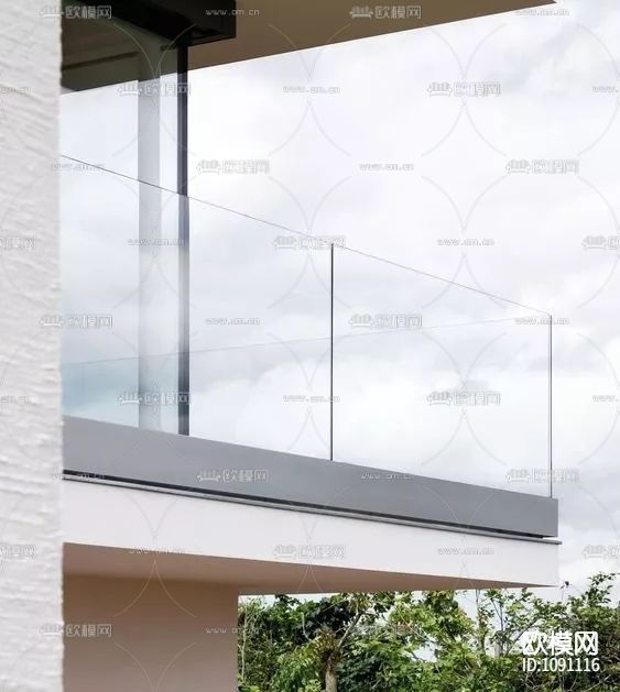 详细室内外玻璃扶手栏杆通用节点施工图 护栏大样 扶手节点下载（渲染图9）