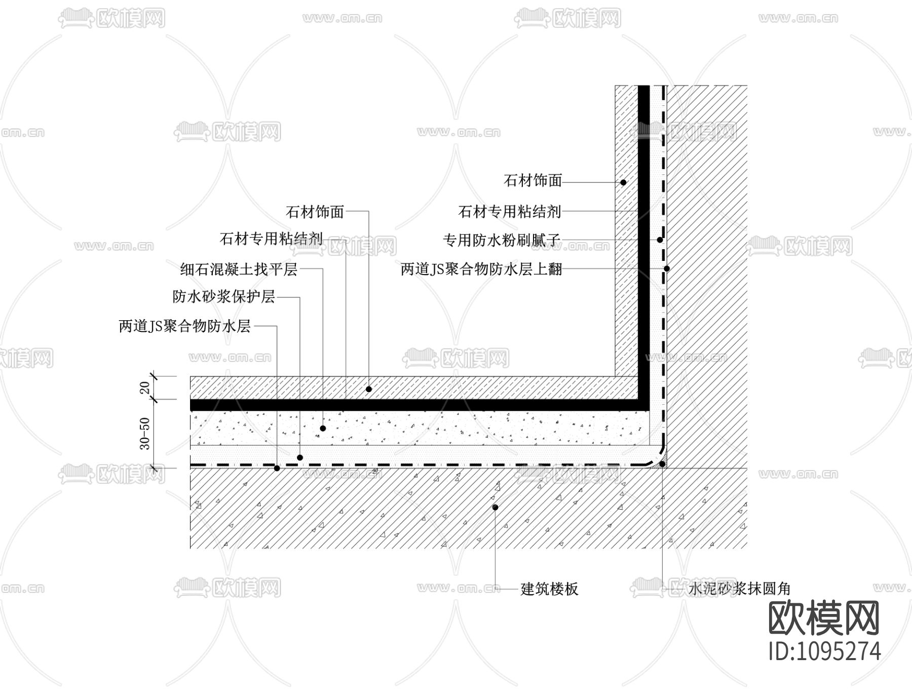 牆地面防水節點圖