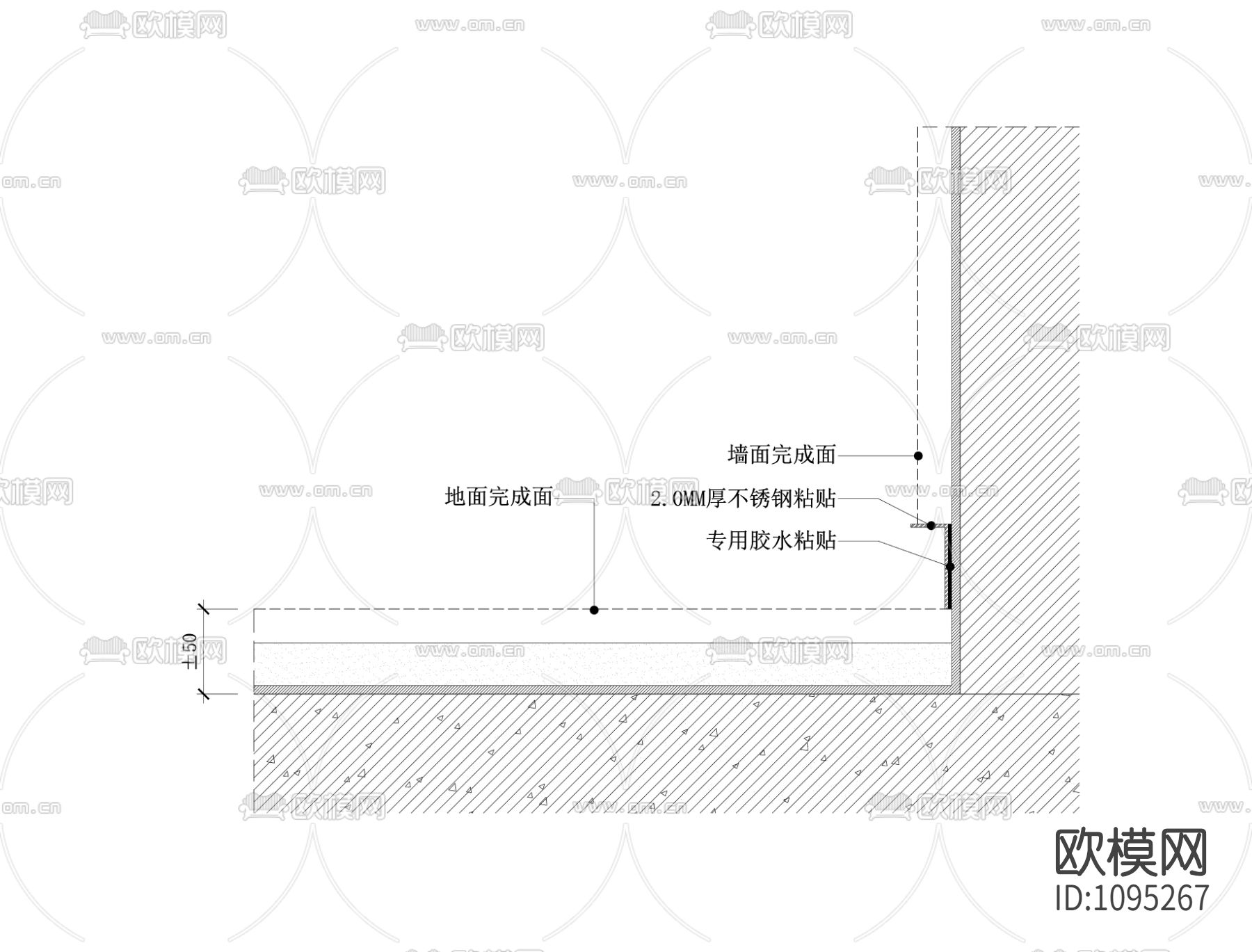 金属踢脚节点图（凹）下载
