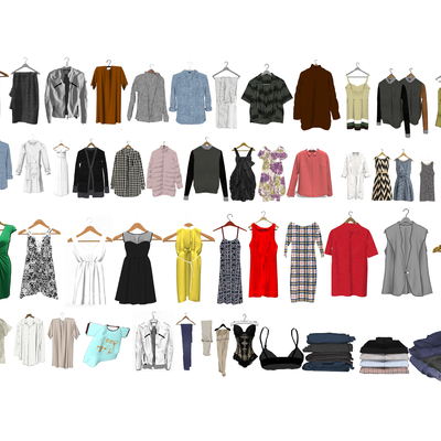  现代衬衣连衣裙服饰su模型 