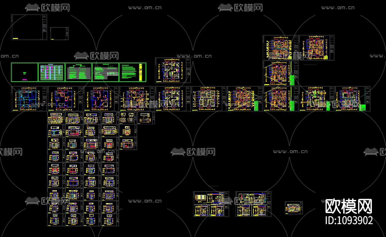 极简对白三居室住宅室内施工图+实景+3D模型下载（渲染图3）