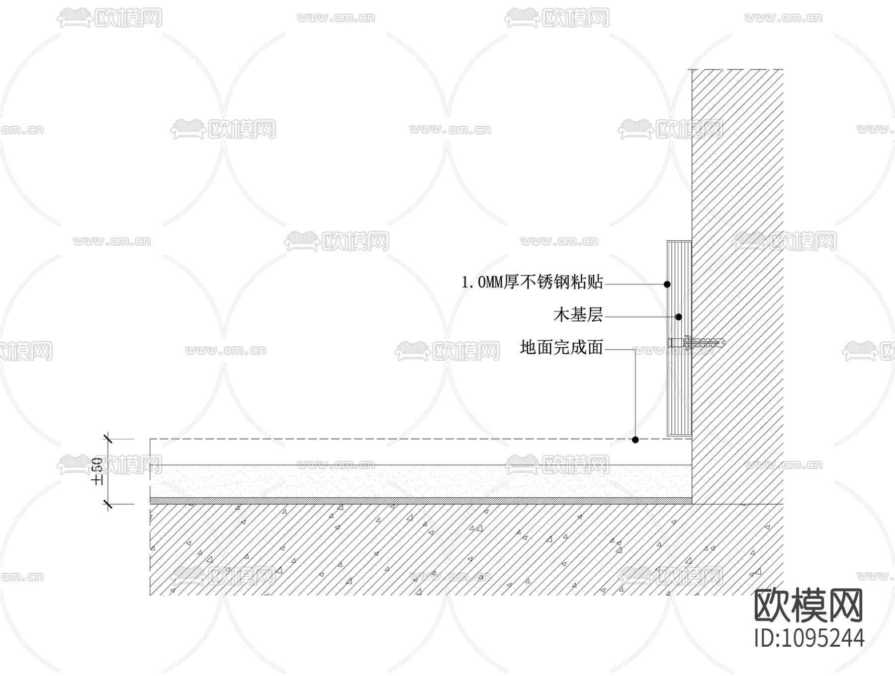 金属踢脚节点图（凸）下载