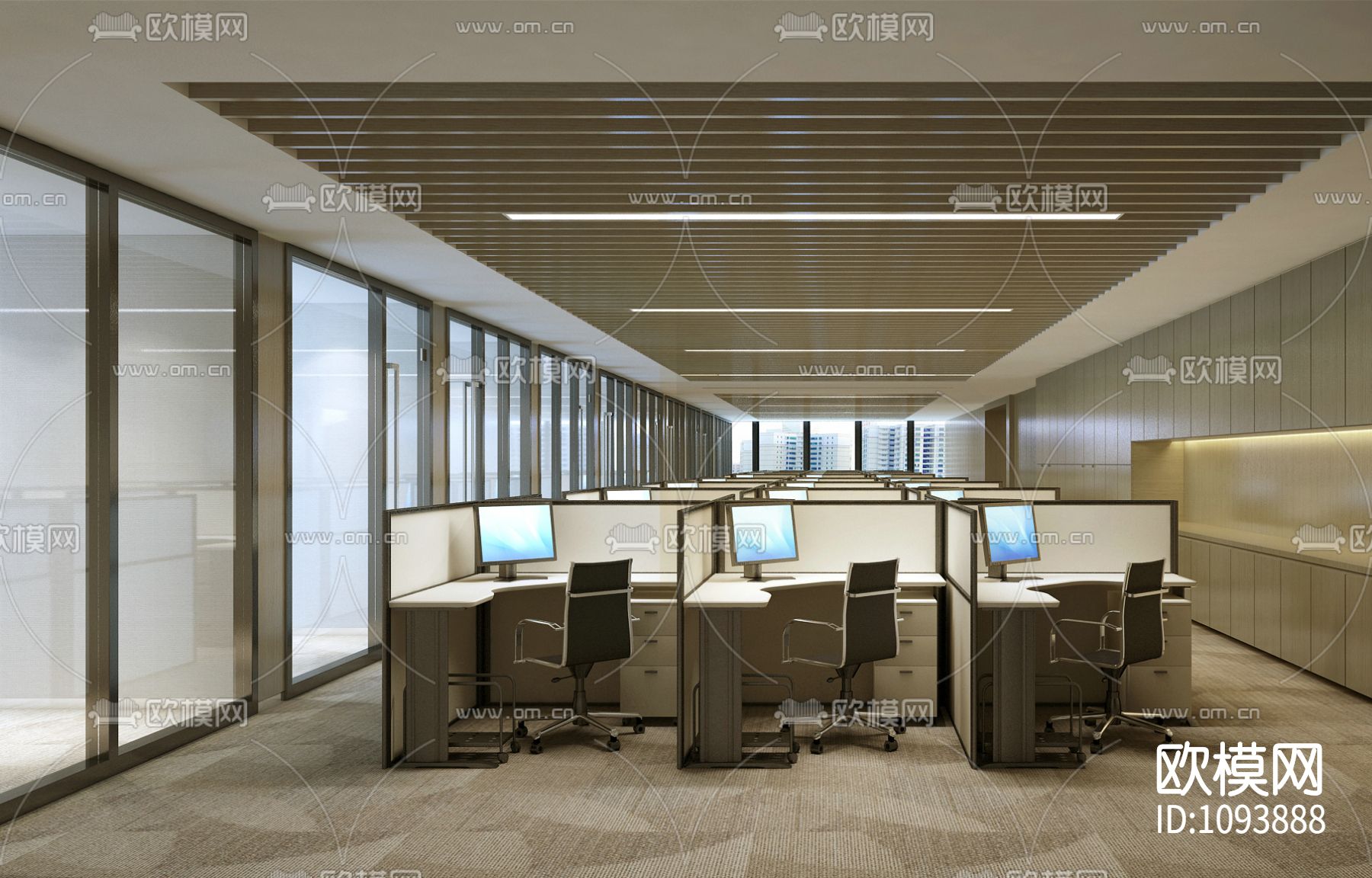 现代办公空间 施工图+效果图