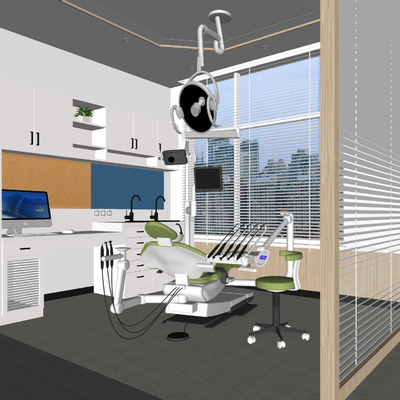  现代牙科诊所su模型 