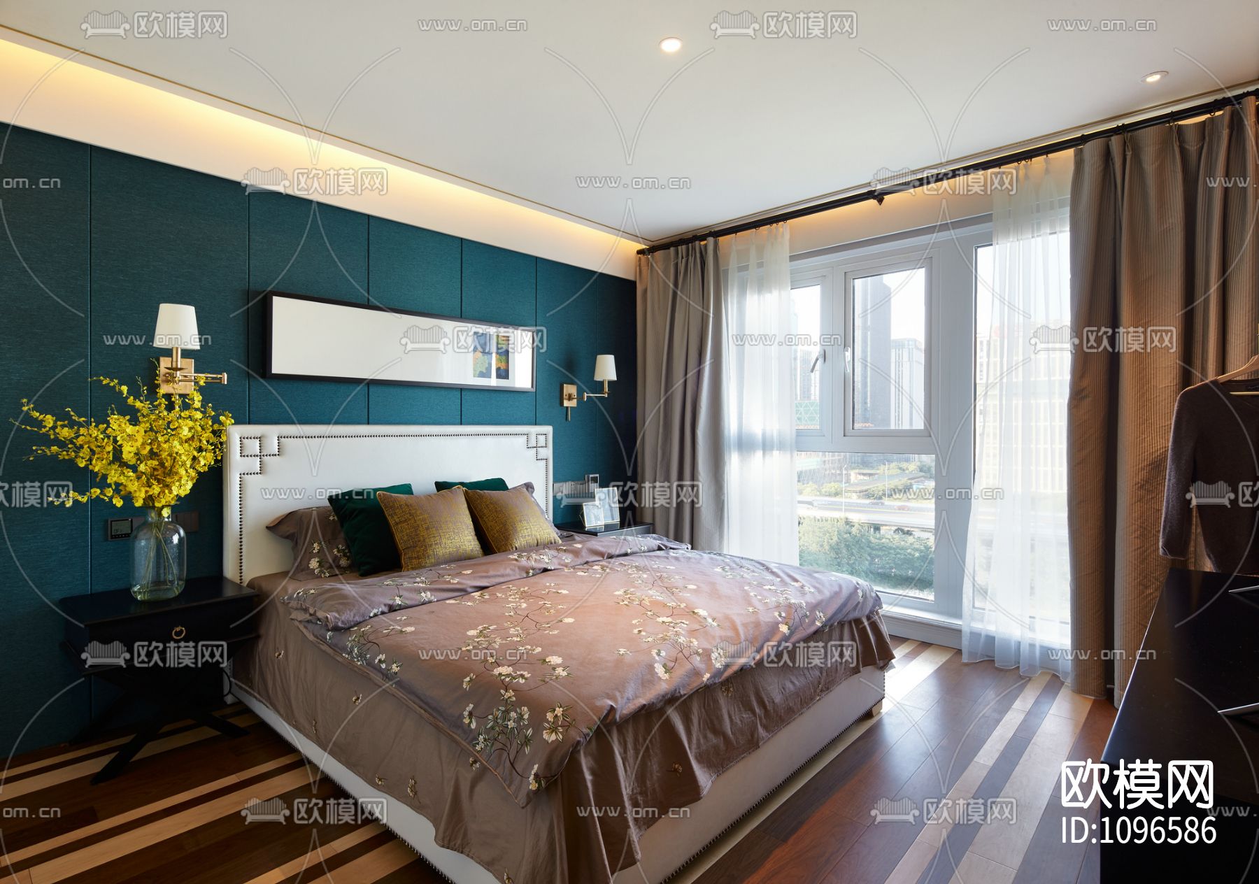 康盛国际 景江城市花园家装设计 施工图＋实景照片下载（渲染图4）