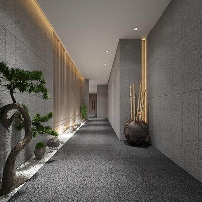 新中式电梯走廊免费下载下载