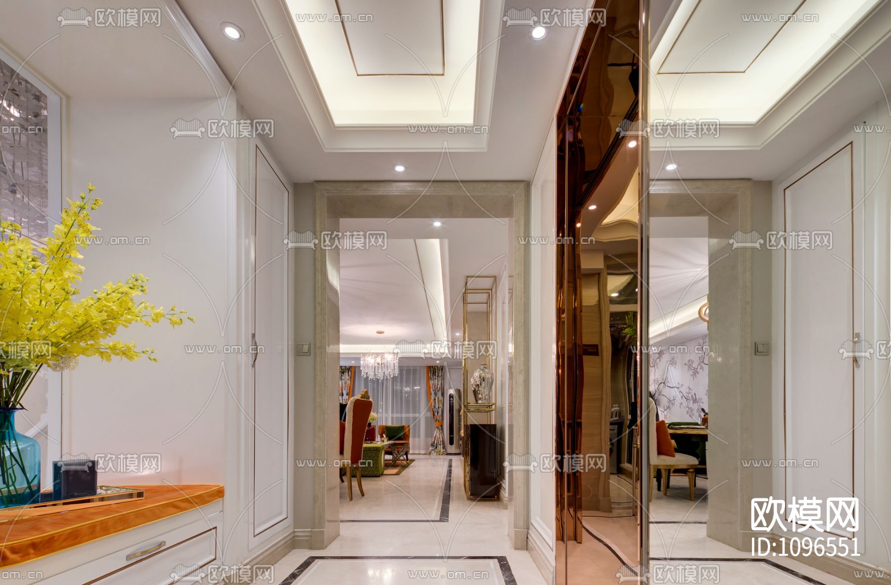 一然设计 新韵至雅259m²别墅装修设计 施工图＋实景照片下载（渲染图2）