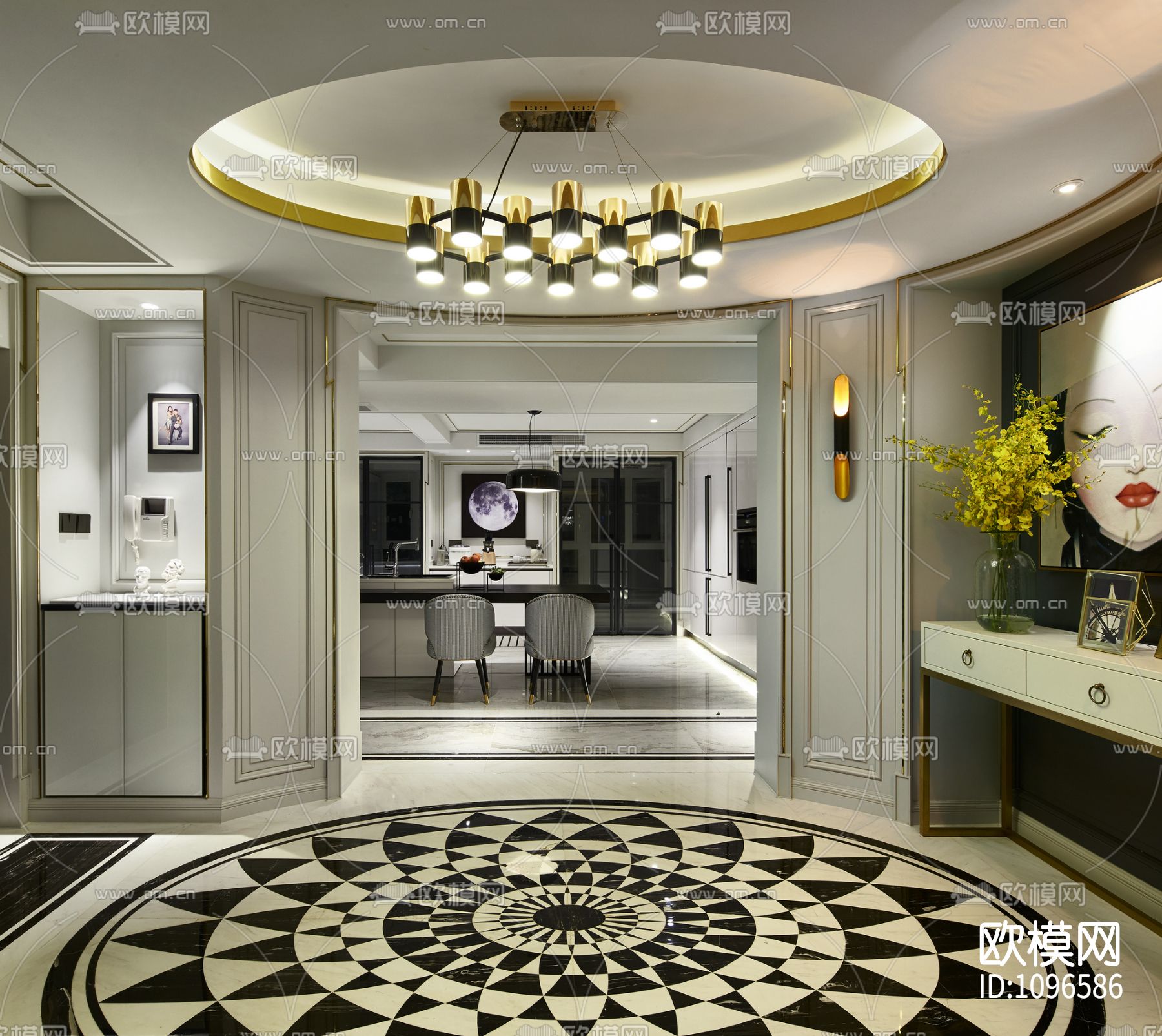 康盛国际 景江城市花园家装设计 施工图＋实景照片下载（渲染图1）