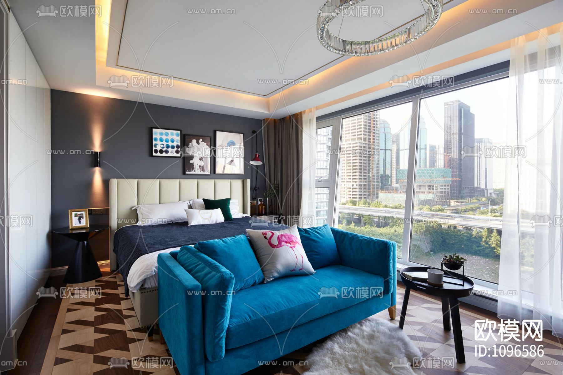 康盛国际 景江城市花园家装设计 施工图＋实景照片下载（渲染图8）