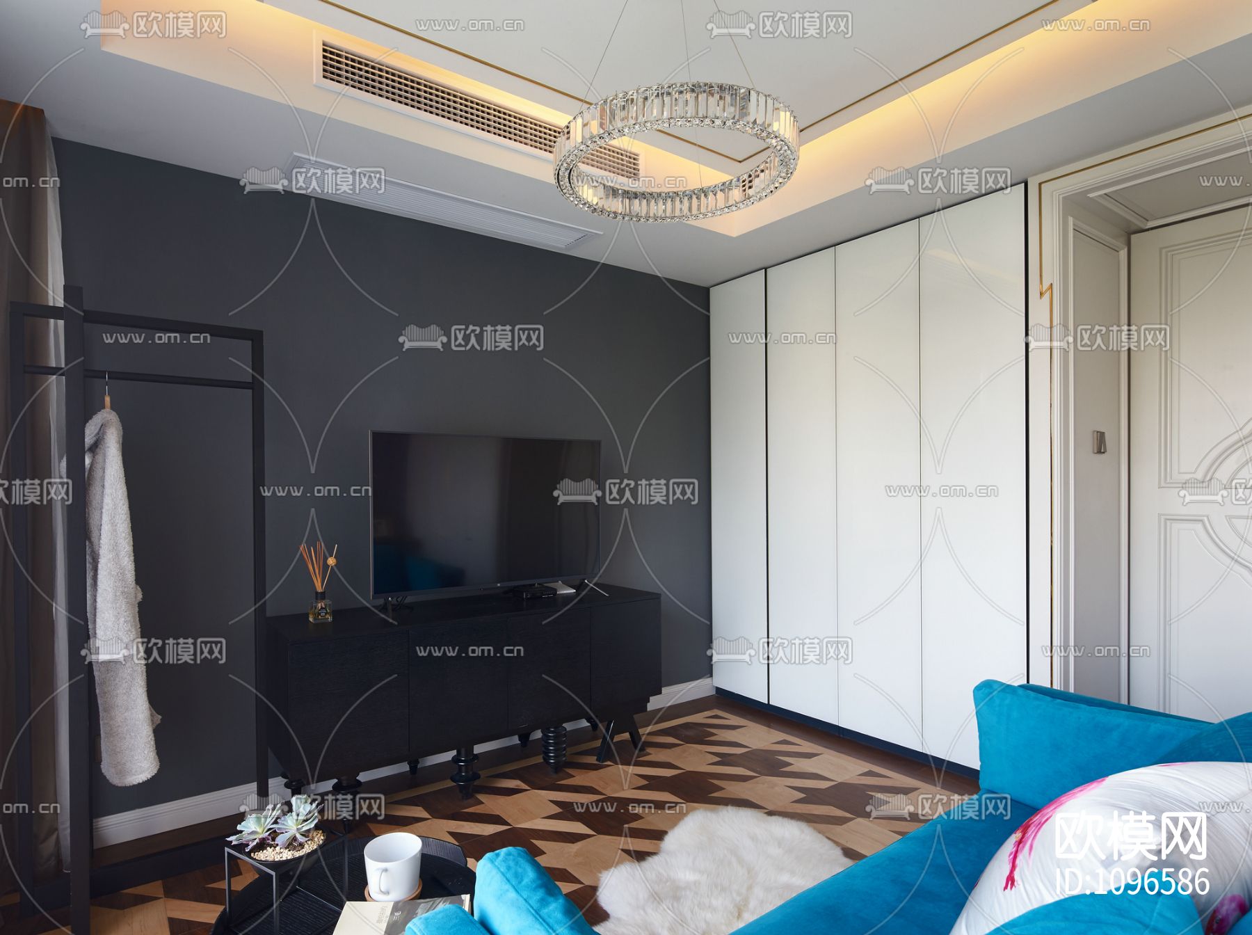 康盛国际 景江城市花园家装设计 施工图＋实景照片下载（渲染图7）