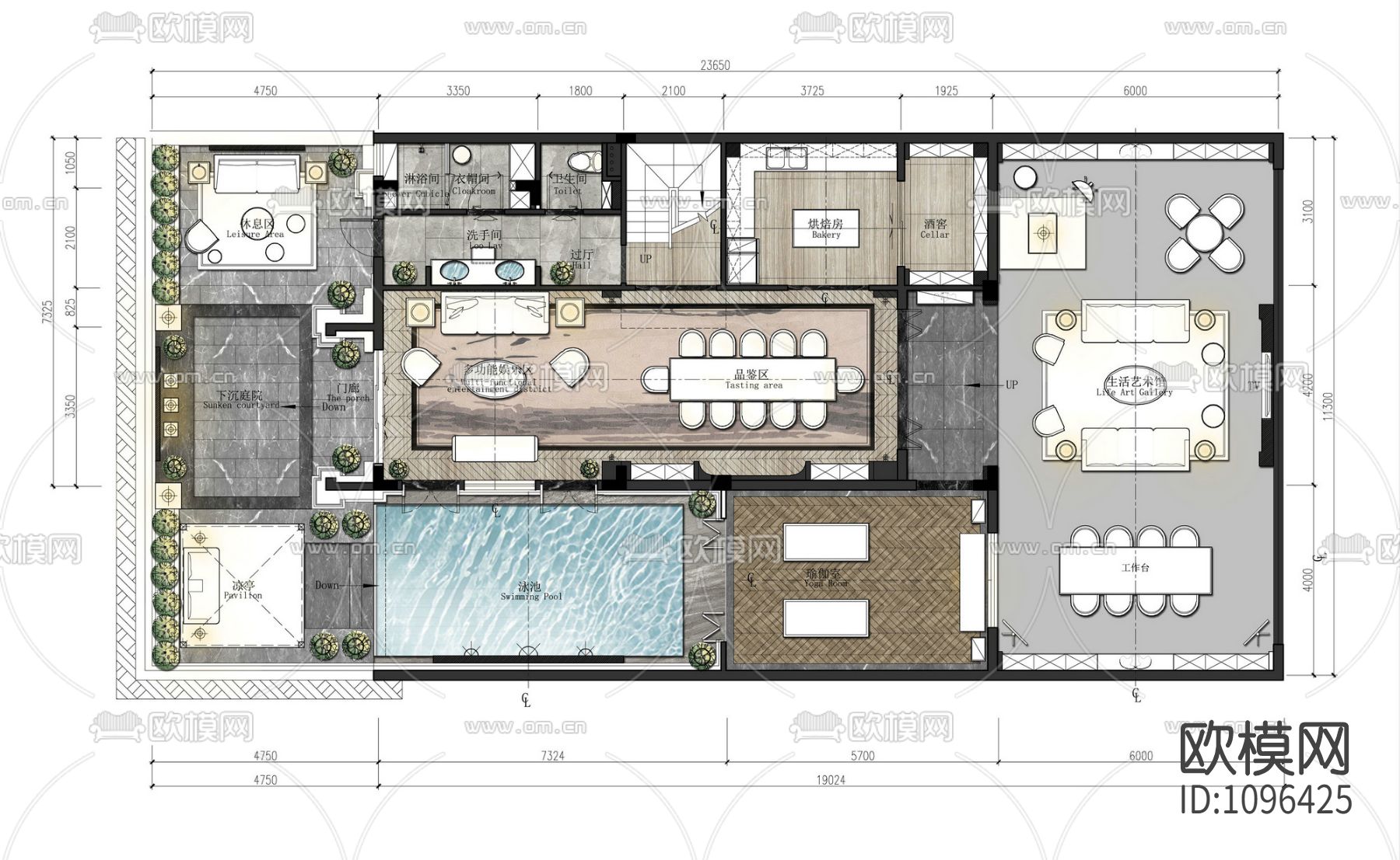 金茂绿岛湖250平别墅 施工图＋实景照片＋设计说明下载（渲染图5）