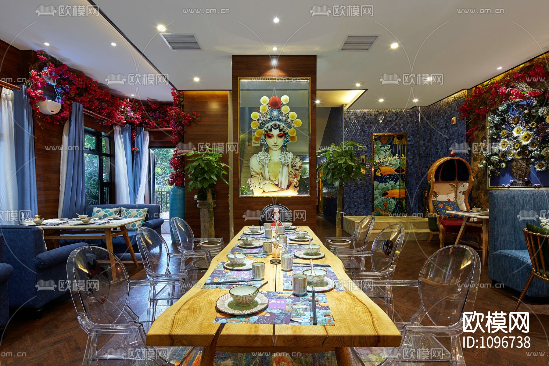 澜悦东南亚料理餐厅600m² 施工图＋实景照片下载（渲染图2）