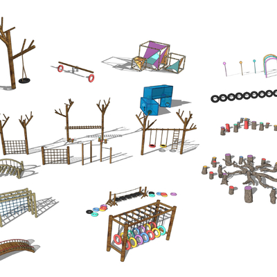  现代儿童游乐设备su模型 