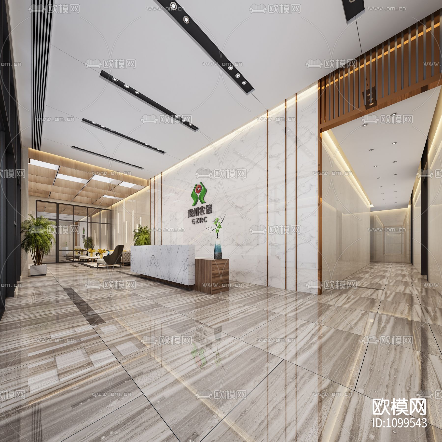 农信社办公楼全套图纸下载（渲染图2）