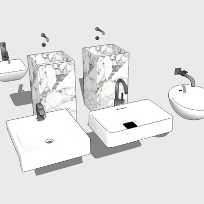  现代陶瓷洗手盆su模型 