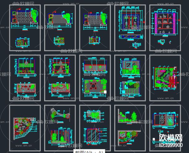 阳台景观平面立面大集合下载（渲染图1）