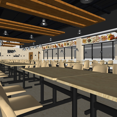  现代快餐店su模型 