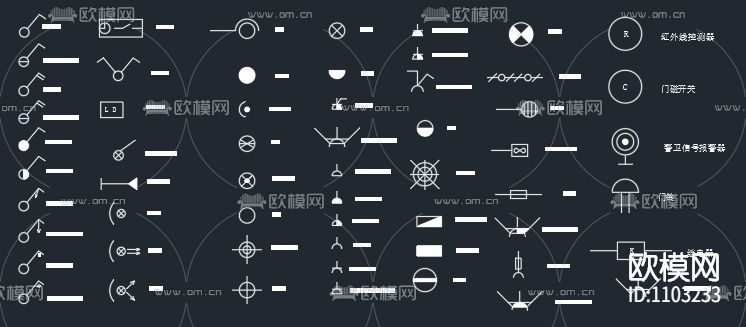 开关、插座面板立面图块下载（渲染图3）