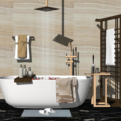  现代陶瓷浴缸su模型 