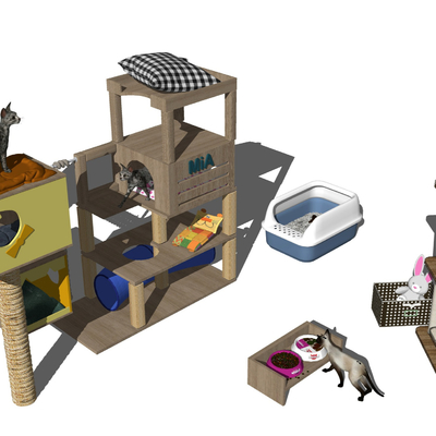  北欧猫屋猫舍su模型 