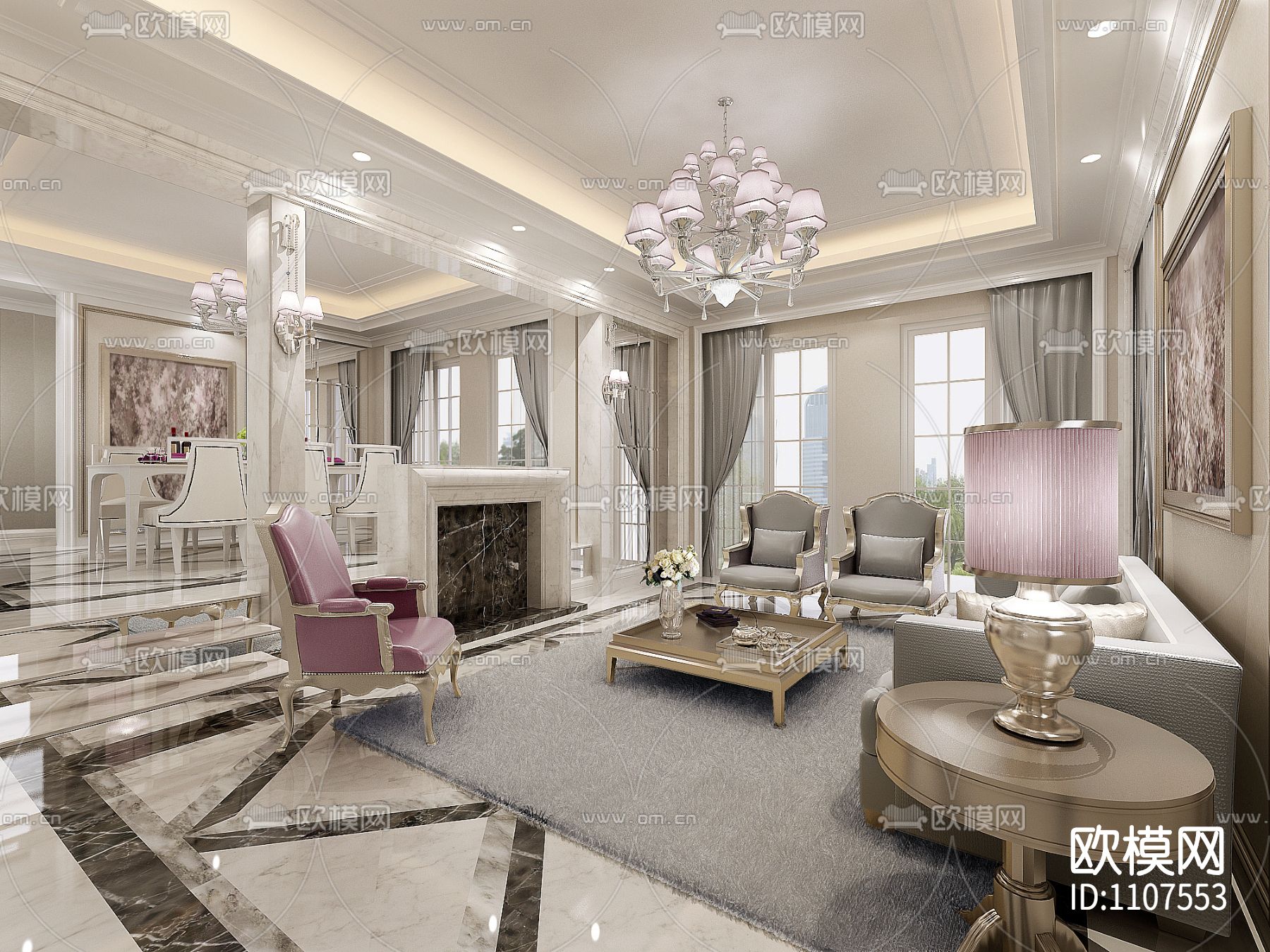 苏州旭辉样板房施工图+效果图+物料书+提案下载（渲染图10）