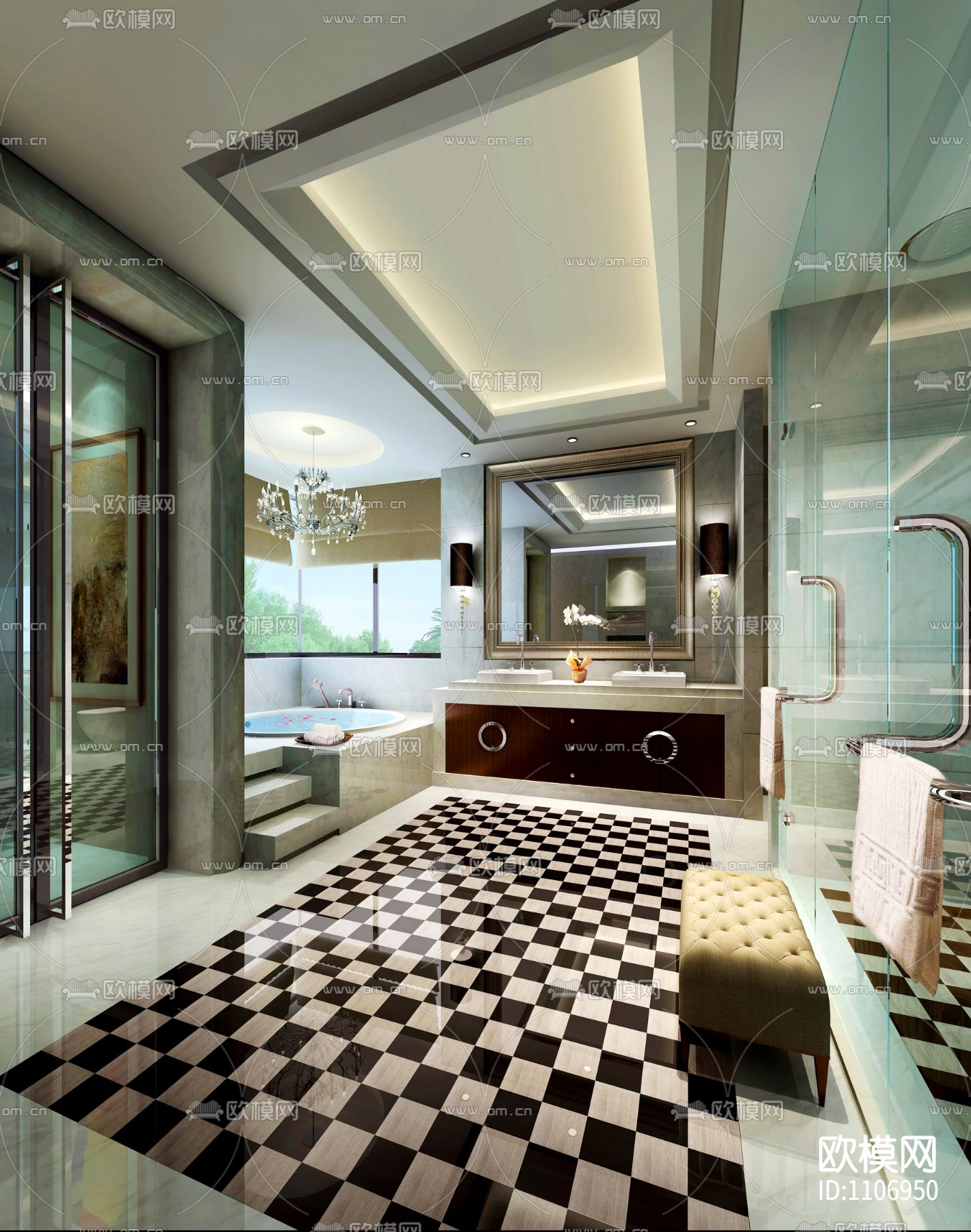 [北京]-天竺澳景园别墅C户型全套施工图下载（渲染图5）