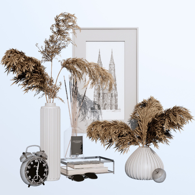 现代花瓶花艺摆件组合su模型