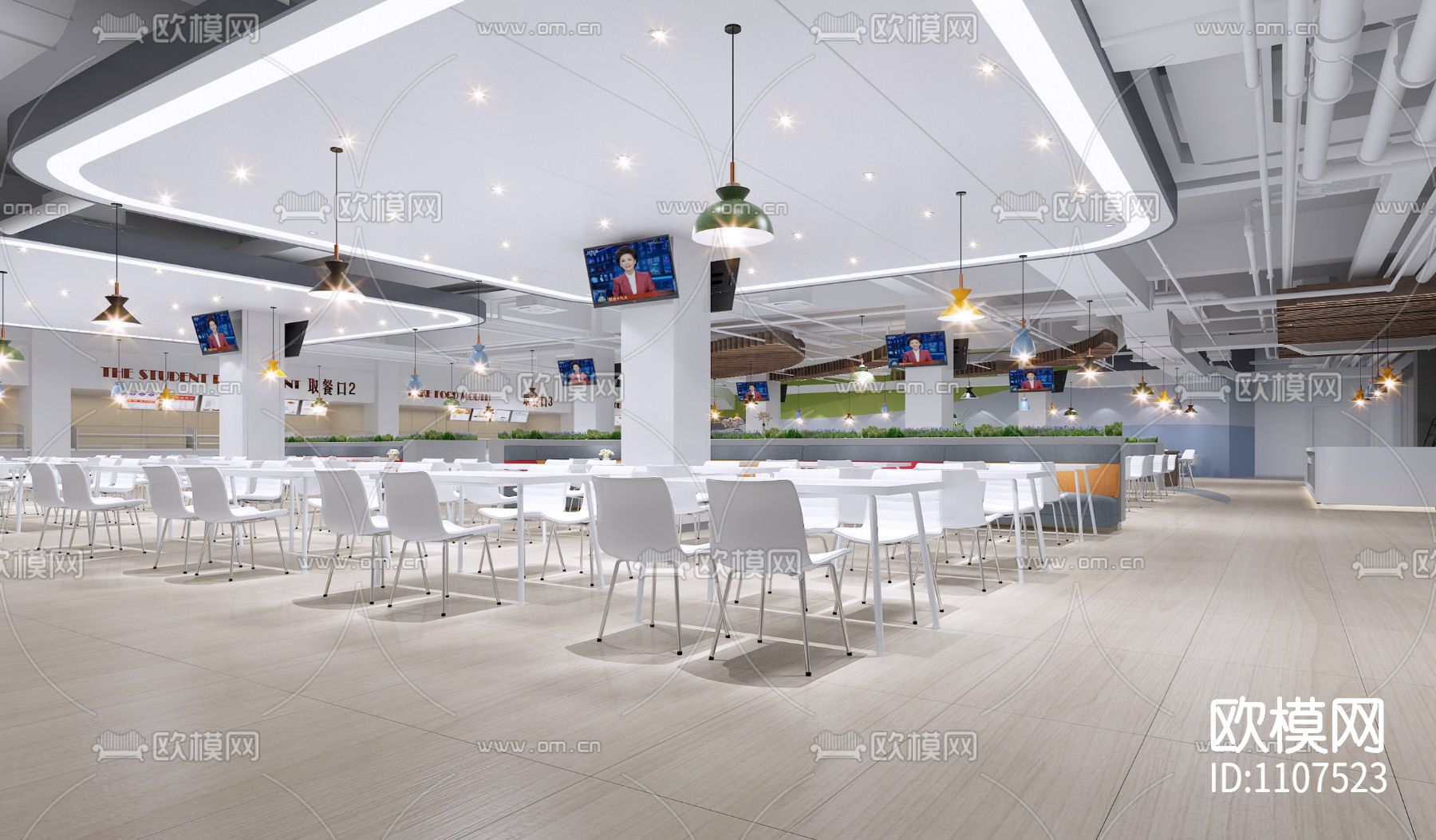 北京某大学食堂CAD施工图_效果图_水电