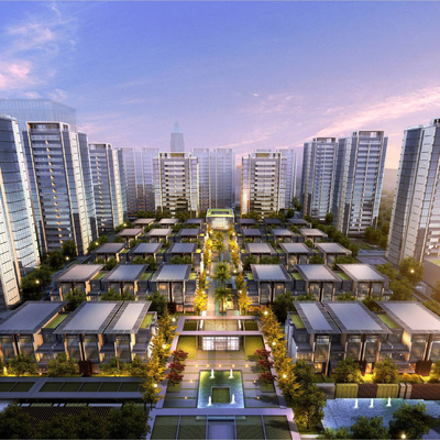  现代住宅小区鸟瞰su模型 