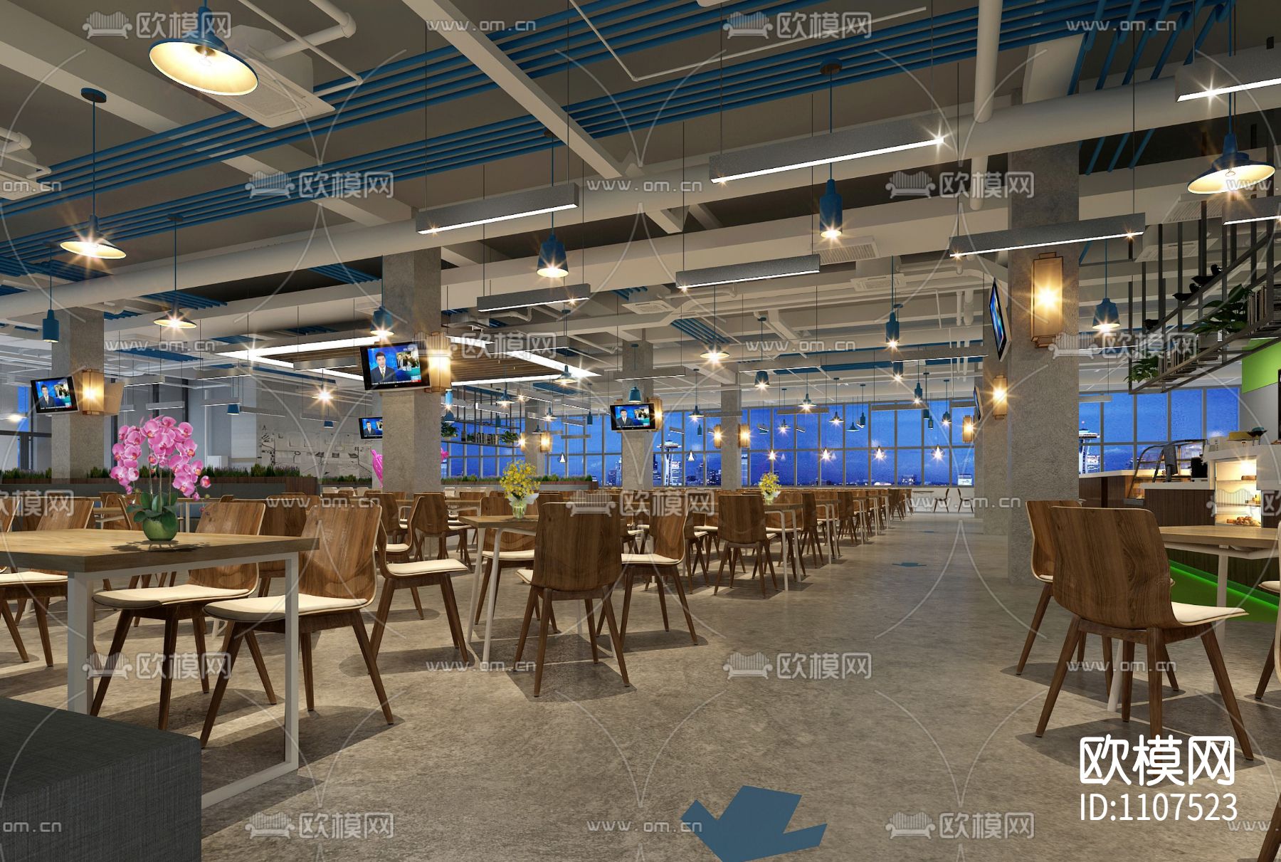 北京某大学食堂CAD施工图_效果图_水电