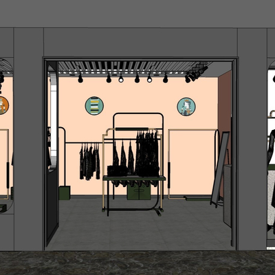  现代时尚服装专卖店su模型 