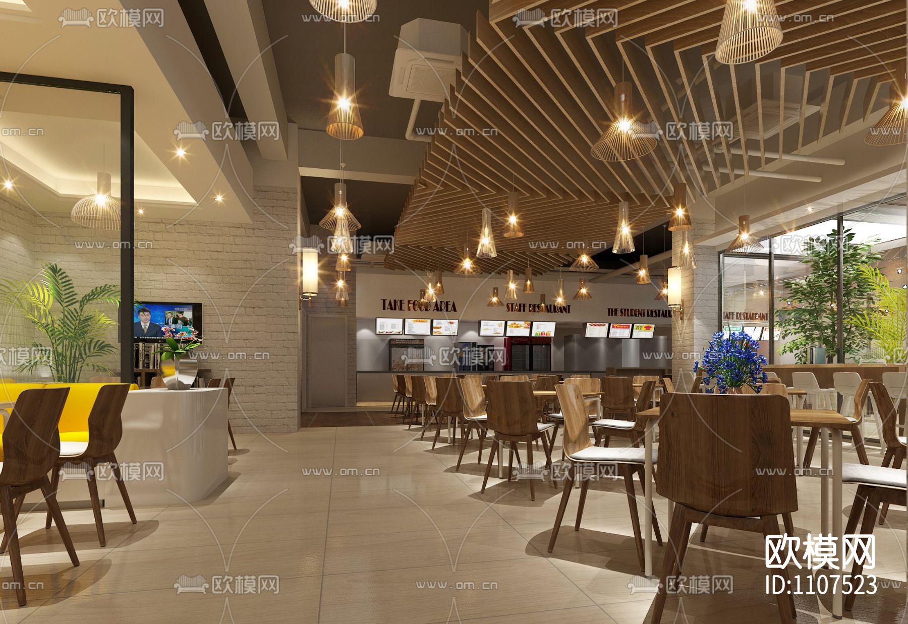 北京某大学食堂CAD施工图_效果图_水电