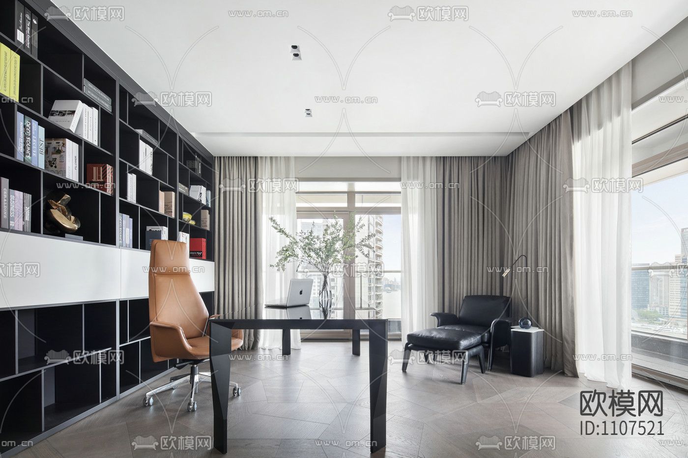 [上海]-汤臣一品现代轻奢住宅施工图+效果图+3D模型下载（渲染图7）