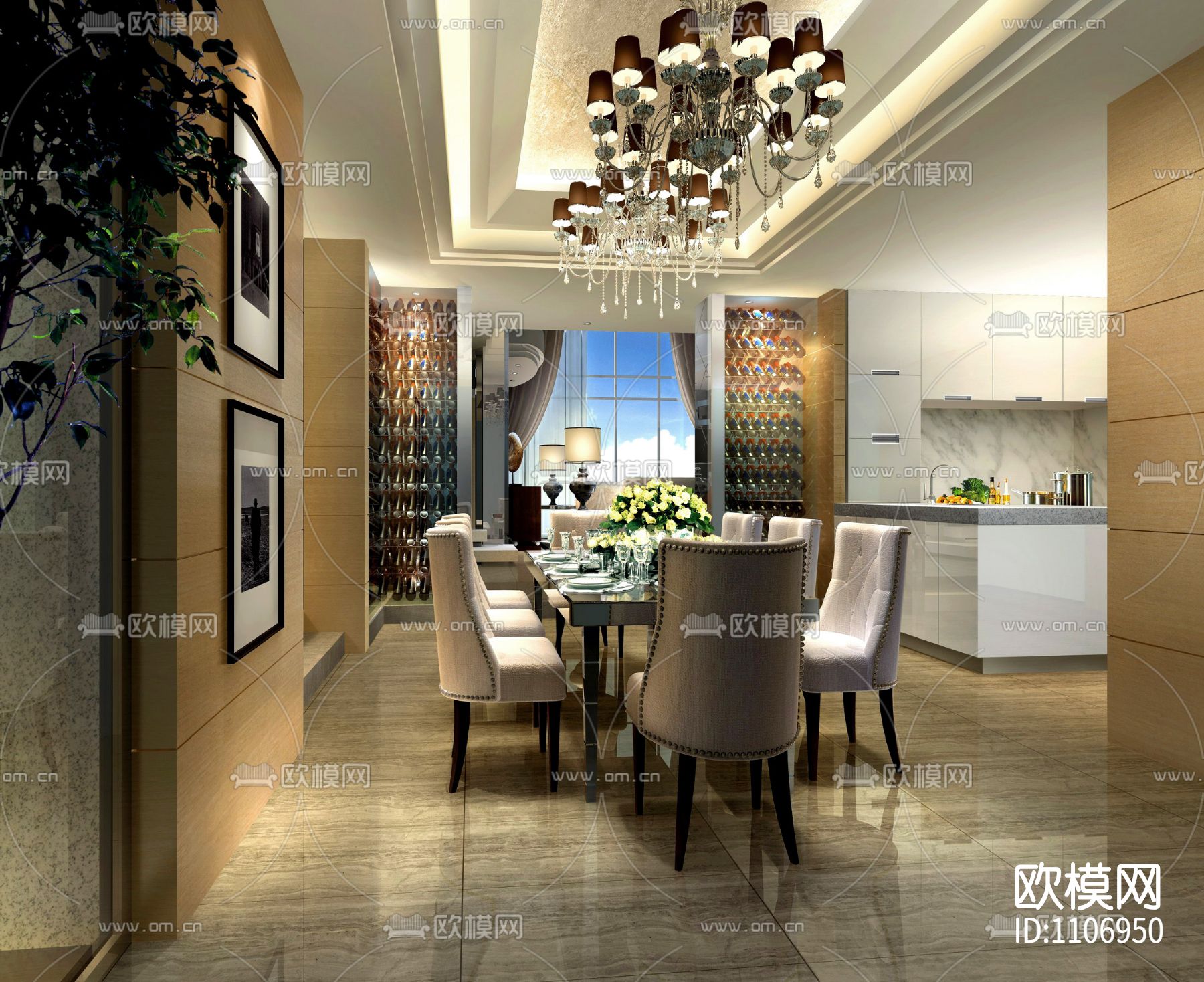 [北京]-天竺澳景园别墅C户型全套施工图下载（渲染图6）