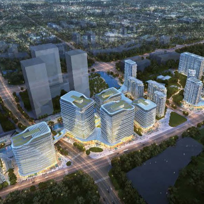  现代办公园区鸟瞰su模型 