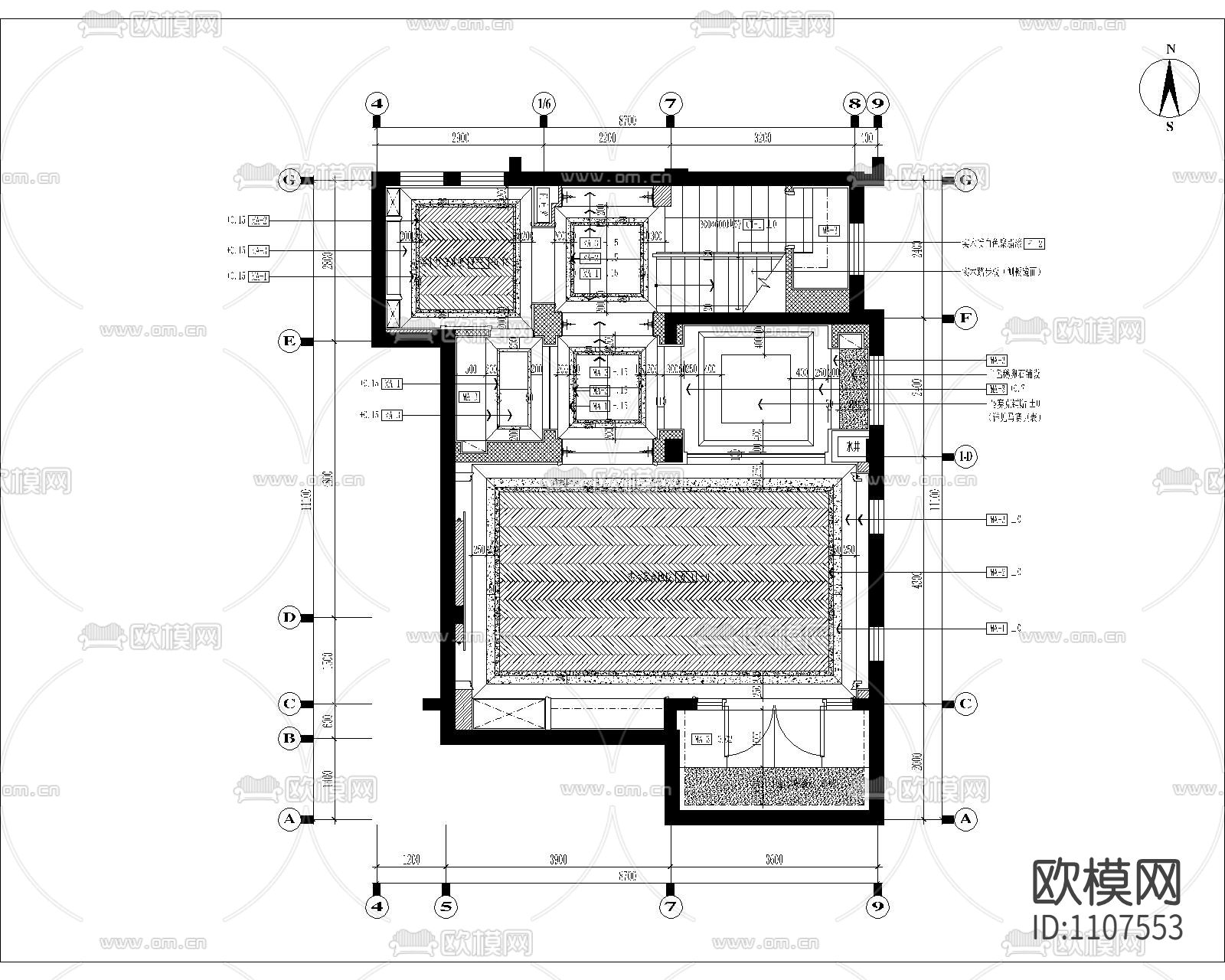 苏州旭辉样板房施工图+效果图+物料书+提案下载（渲染图3）