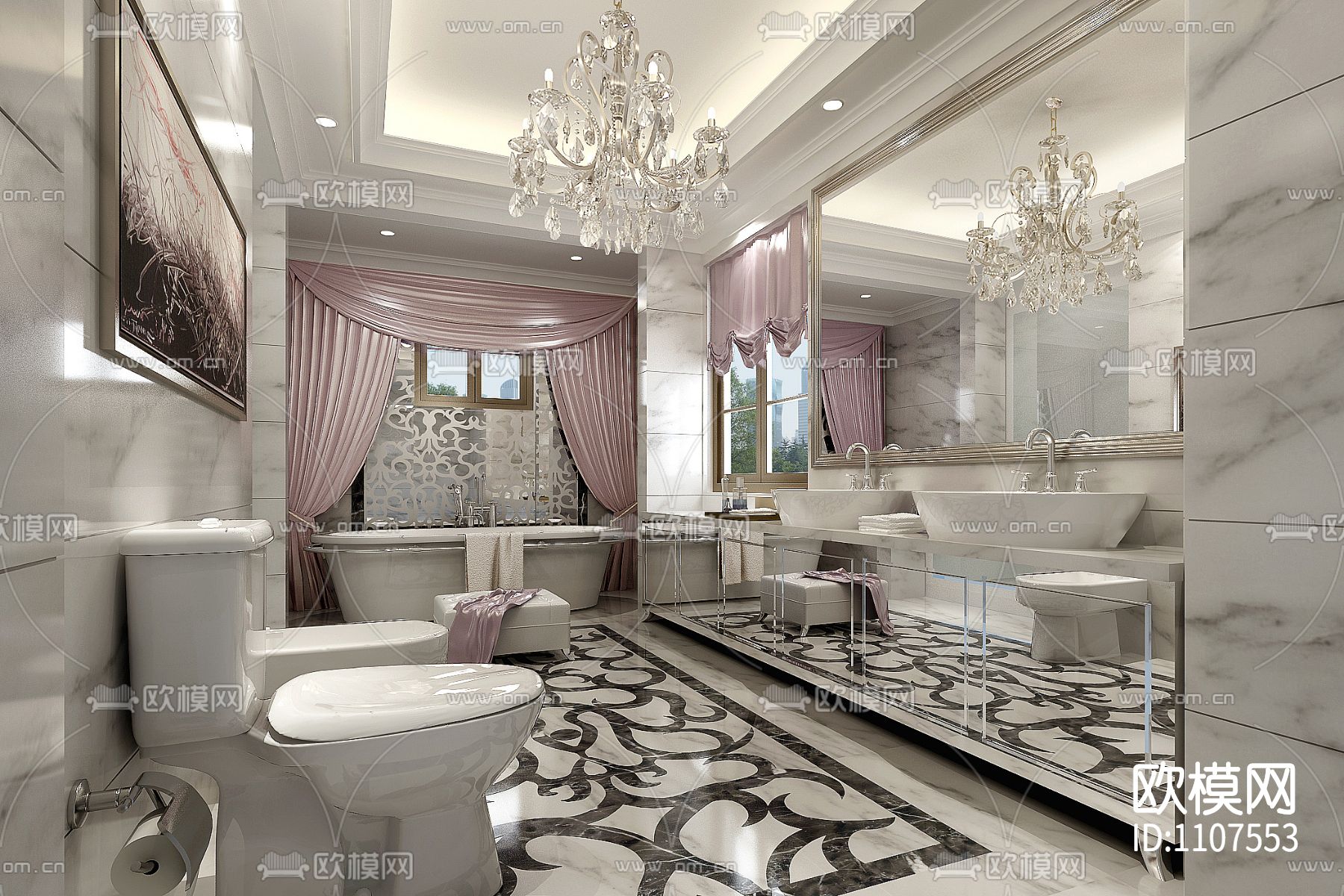 苏州旭辉样板房施工图+效果图+物料书+提案下载（渲染图9）