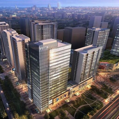  现代办公园区鸟瞰夜景su模型 