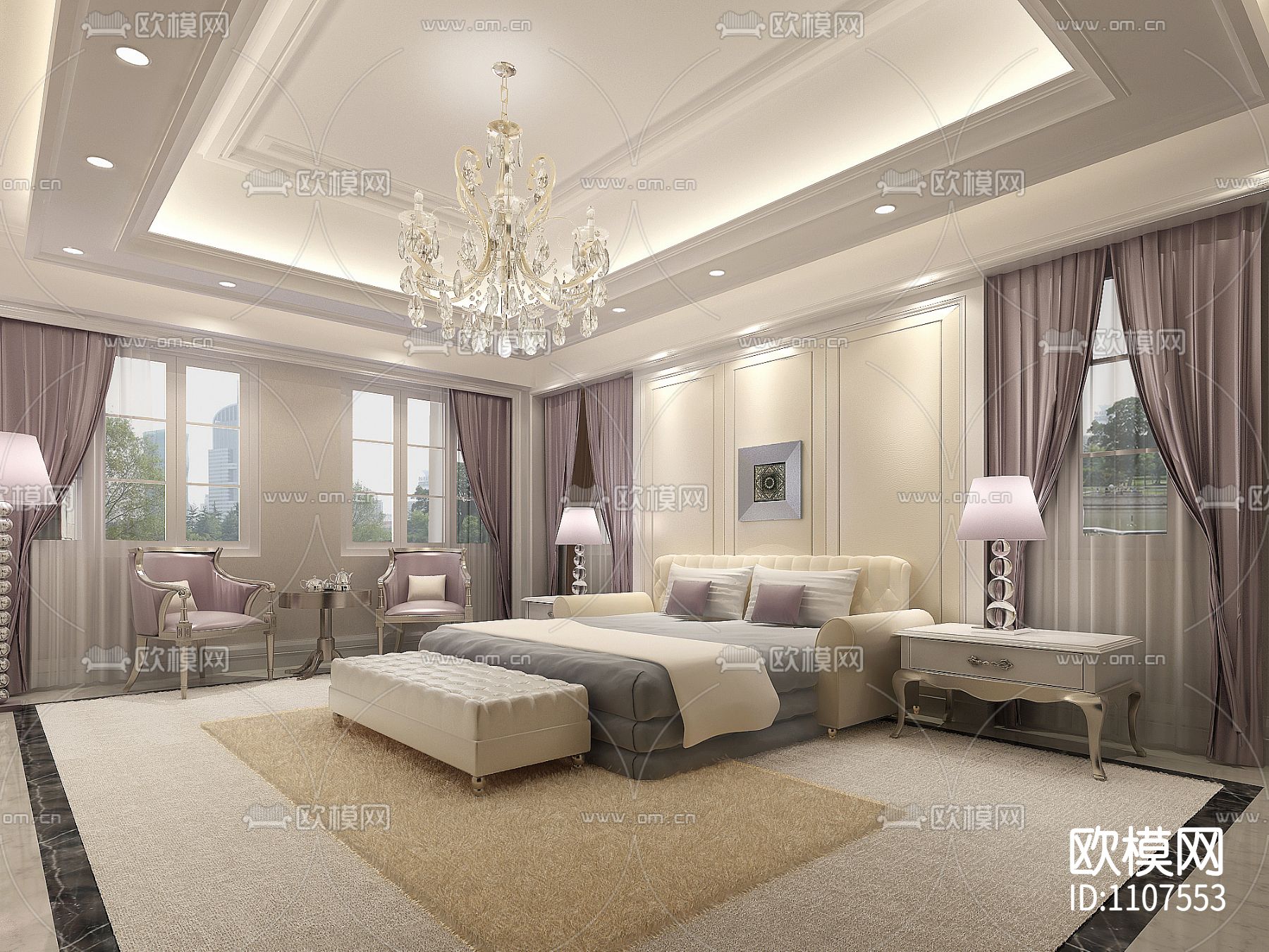 苏州旭辉样板房施工图+效果图+物料书+提案下载（渲染图7）