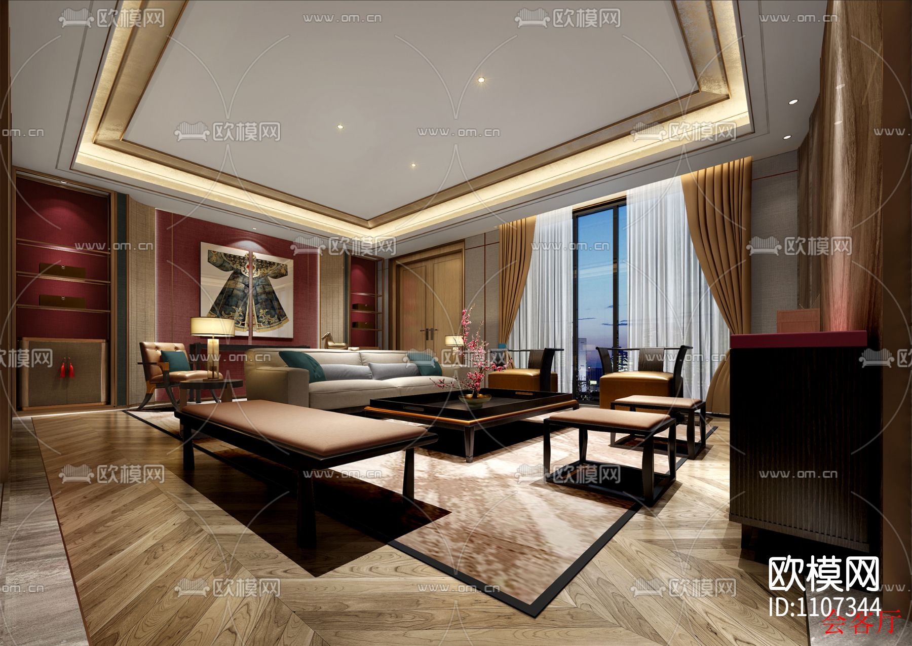 10套精选别墅室内设计方案 施工图＋效果图下载（渲染图1）