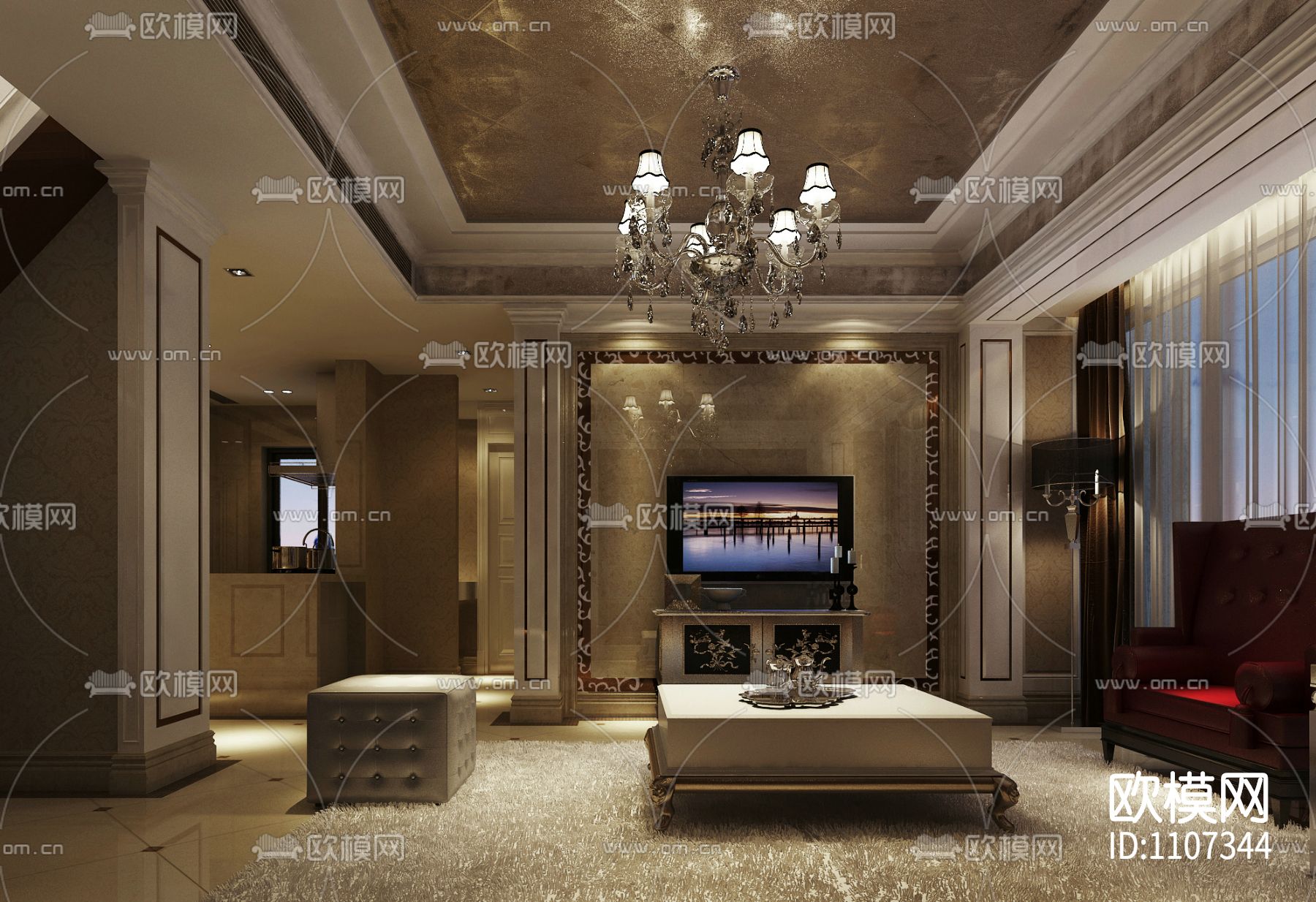 10套精选别墅室内设计方案 施工图＋效果图下载（渲染图9）