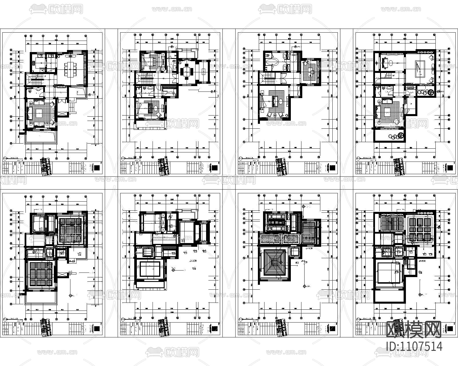 昆山国润F型别墅住宅施工图+效果图+物料书