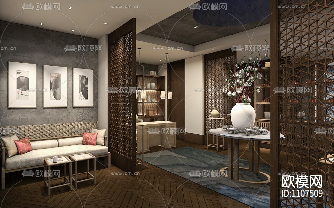 花间堂-周庄新中式休闲度假民宿客栈CAD施工图+设计方案+客房SU下载（渲染图4）