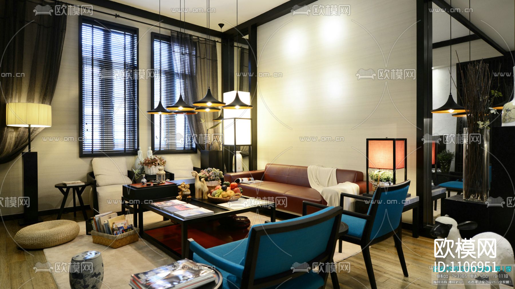 东城一号中式样板间施工图+拍摄下载（渲染图5）