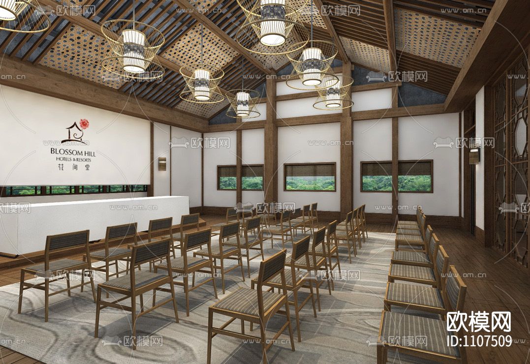 花间堂-周庄新中式休闲度假民宿客栈CAD施工图+设计方案+客房SU下载（渲染图2）