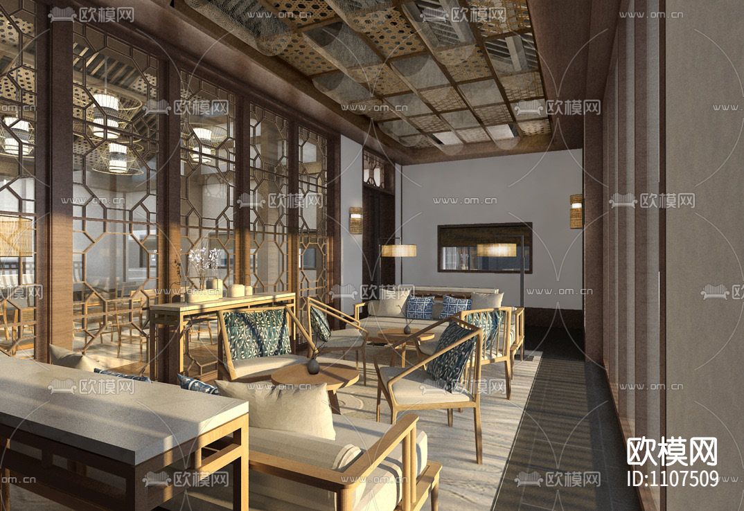 花间堂-周庄新中式休闲度假民宿客栈CAD施工图+设计方案+客房SU下载（渲染图3）