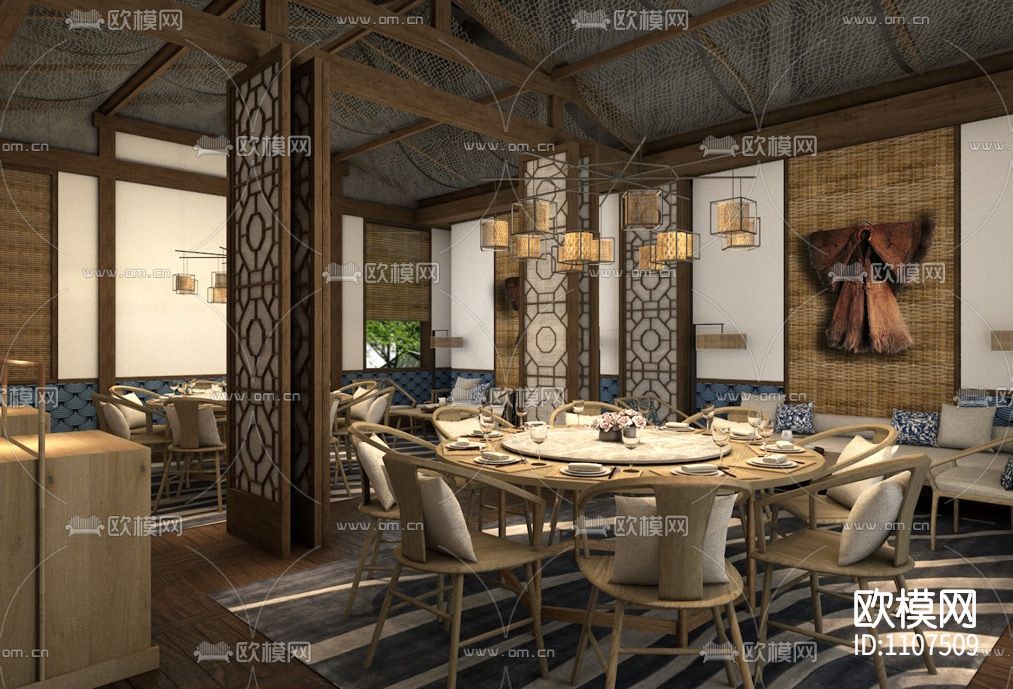 花间堂-周庄新中式休闲度假民宿客栈CAD施工图+设计方案+客房SU下载（渲染图10）