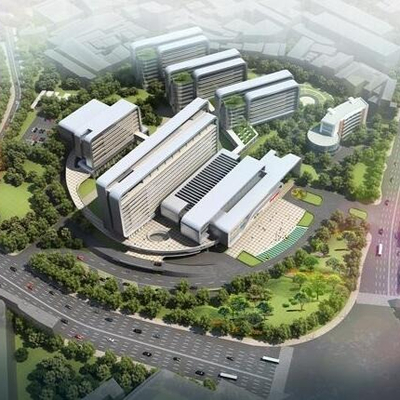  现代医院鸟瞰su模型 